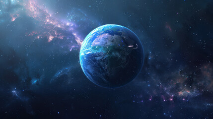 earth and stars space wallpapers, in the style of serenity and harmony, digital airbrushing, spacepunk, unearthly, firecore, pictorial space