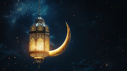 Ramadan Lantern and Crescent Moon