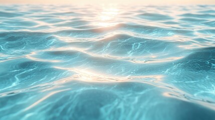 A close-up of crystal-clear water with light reflections and subtle waves, creating a serene and tranquil background with space for text.