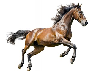 Obraz premium A powerful horse in mid-leap, showcasing strength and grace.