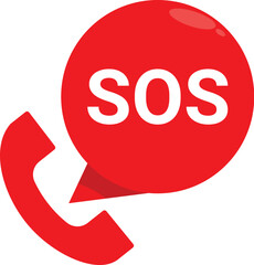 Red phone symbol is making an emergency sos call