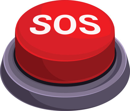 Large red emergency button with sos signal, ready to be pressed in case of an emergency situation