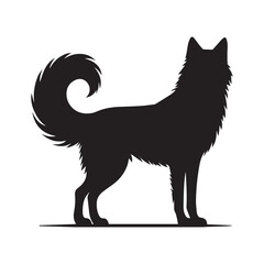 vector black silhouette of a wolf and white background