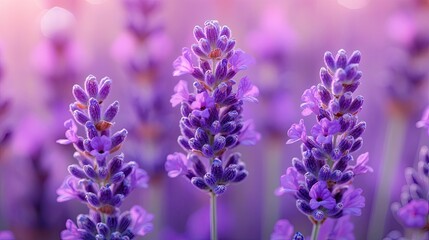 A close-up of lavender flowers in full bloom, with the soft purple hues creating a calming and serene atmosphere.