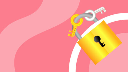 Key Cartoon in a Simple Minimalist Geometry Background with a Copy Space Area Vector Illustration. Suitable for Security Awareness Backdrop Content