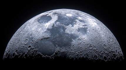 A close-up of the moon's surface with the blackness of space extending infinitely behind, offering a detailed and dramatic scene with room for text.
