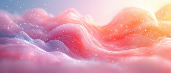 Soft pink and blue waves with shimmering light at sunrise