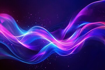 Abstract flowing neon wave background , ai