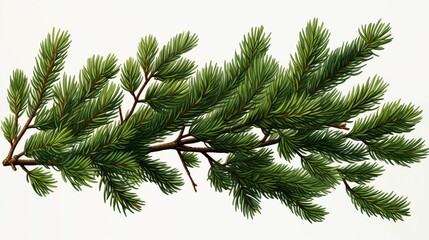 Obraz premium Spruce branch. Green fir. Realistic Christmas tree llustration for Xmas cards, New year party posters isolated Transparent png background.