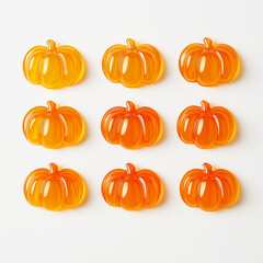 Set of jelly Halloween pumpkins on a white background, digital art
