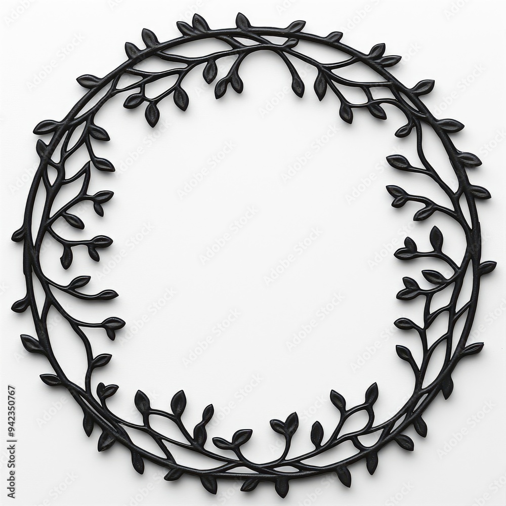 Wall mural Black Floral Wreath Frame