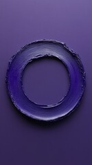 Simple Enso circle with subtle texture, purple background, isolated, 3D render, mindfulness, space for text