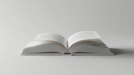 Open book with mindfulness quotes, white background, simple design, isolated, 3D render, calming, space for text