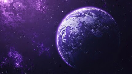 Obraz premium Purple Planet in a Starry Galaxy