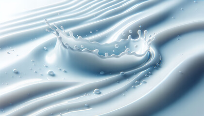 Close-up of a milk splash, showing intricate ripples and scattered droplets in motion, captured in high resolution.
