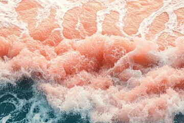 Fototapeta premium A sea waves and beach trending color of year 2024 Peach Fuzz , ai