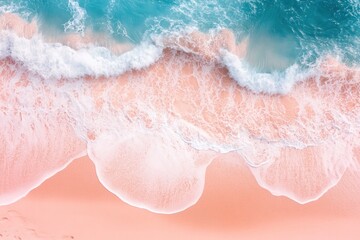 Fototapeta premium A sea waves and beach trending color of year 2024 Peach Fuzz , ai