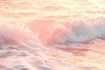 A sea waves and beach trending color of year 2024 Peach Fuzz , ai