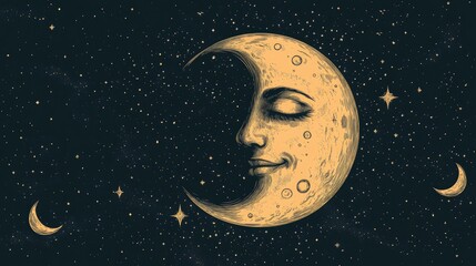 Naklejka premium moon and stars