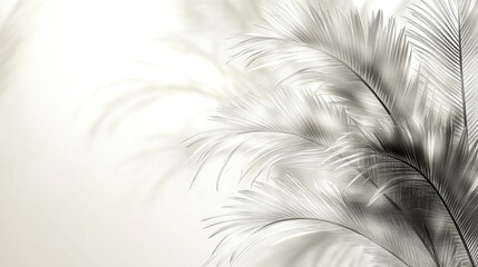 A detailed outline of a palm tree swaying in the breeze, with fronds elegantly curved against a soft background.