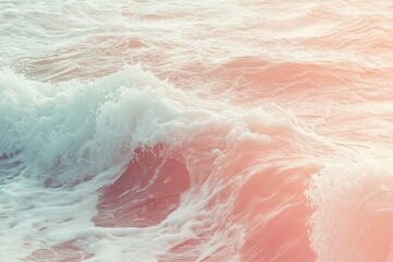 Fototapeta premium A sea waves and beach trending color of year 2024 Peach Fuzz , ai