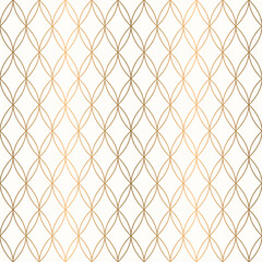 Naklejka premium Art deco diamond seamless pattern with interconnected gold oval line rhombus, vector eps. 10.