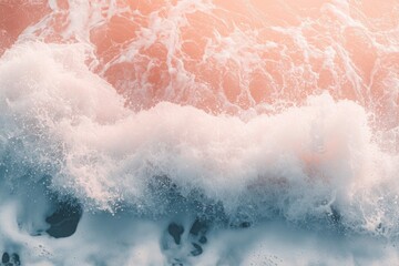 Fototapeta premium A sea waves and beach trending color of year 2024 Peach Fuzz , ai