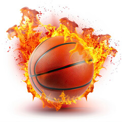 Obraz premium Burning basketball on white background