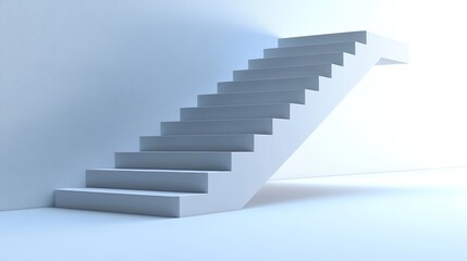 Obraz premium A modern, minimalist staircase leading upwards against a white wall. The steps are clean and inviting, suggesting a path to progress.