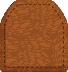 Brown leather label showing animal print with stitching detail, perfect for branding and product design projects