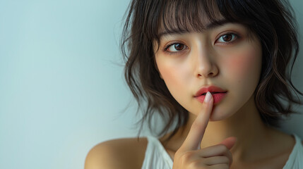 Fototapeta premium 秘密のポーズをする女性