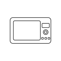Microwave oven icon. Simple outline style. Black and white vector. Kitchen appliance symbol.