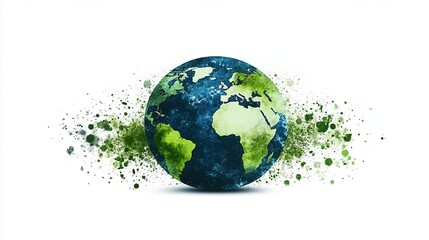 Representing Earth Day, a blue and green eco globe logo promotes environmental protection.