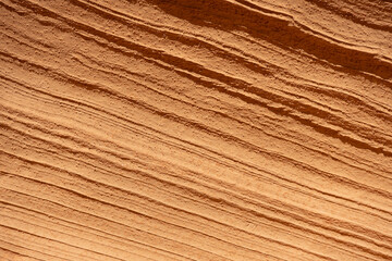 Closeup of the eroded wall of a sandstone cliff