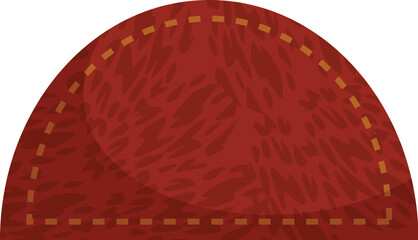 Empty semicircle leather label with decorative stitching for clothes, shoes and accessories