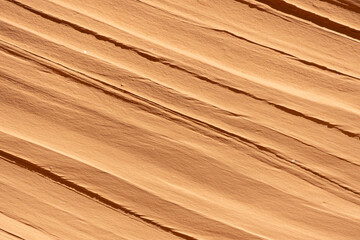 Closeup of the eroded wall of a sandstone cliff