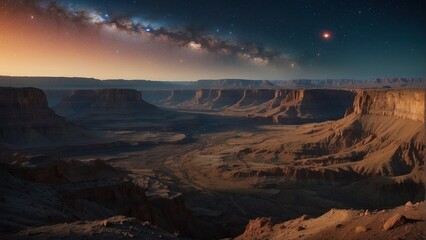 Obraz premium Wild canyon and sky from another world