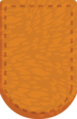 Empty rounded leather label with sewing stitch detail, for clothing or accessory