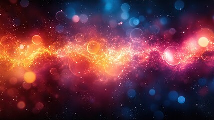 Naklejka premium An intricate web of lines and vibrant dots features in a colorful abstract image.