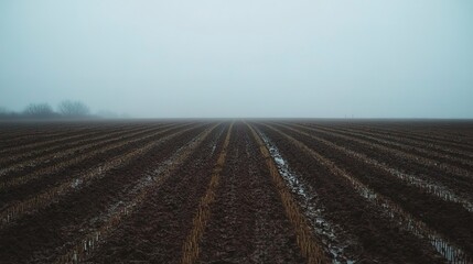 rain falling on tilled farm land