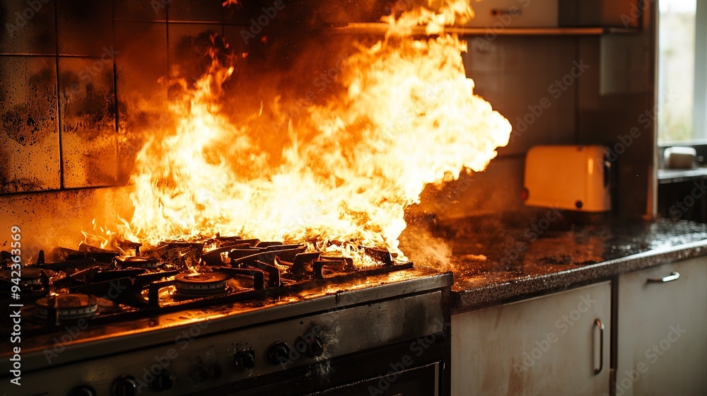 Poster Fire in the kitchen residential fire