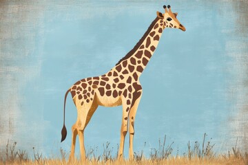 Obraz premium Stylized Giraffe on Blue Background