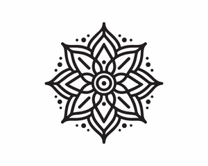 black and white flower. mandala with floral ornament vector icon logo design