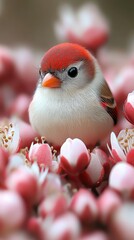 Vibrant Sparrow Among Pink Blossoms
