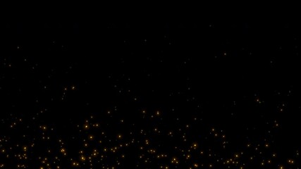 Abstract animation loop glow gold stars particles flow up on black background. 4K 3D seamless looping red bokeh particles dust fly in the air. 