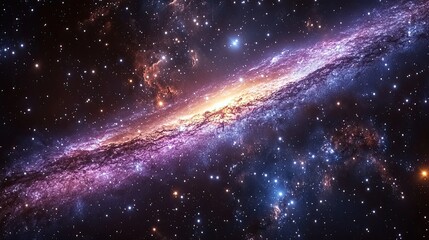 Obraz premium A purple and blue galaxy stretches across the cosmos, filled with countless stars.