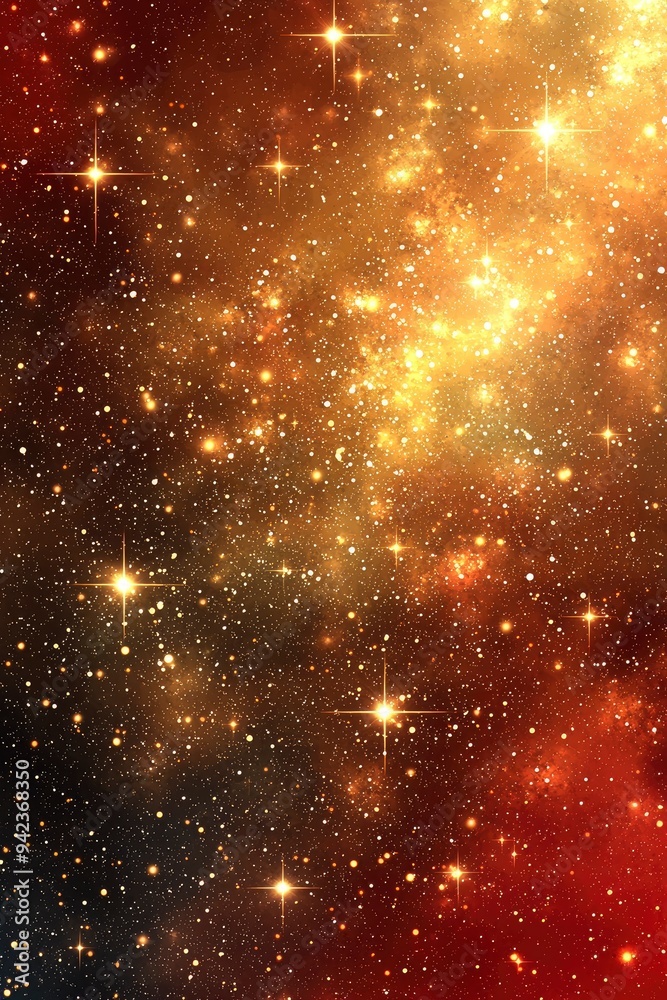 Sticker Cosmic Galaxy Background with Golden Stars