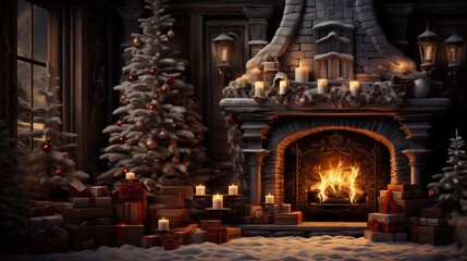 Xmas Christmas New Year holiday celebration traditional family winter time background decoration poster.