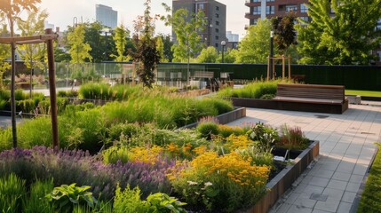 Strategies for sustainable landscaping and green spaces around construction site buildings.