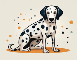 Fototapeta premium Artistic Dalmatian Dog Illustration Iconic Black Spotted Canine Portrait with Expressive Details